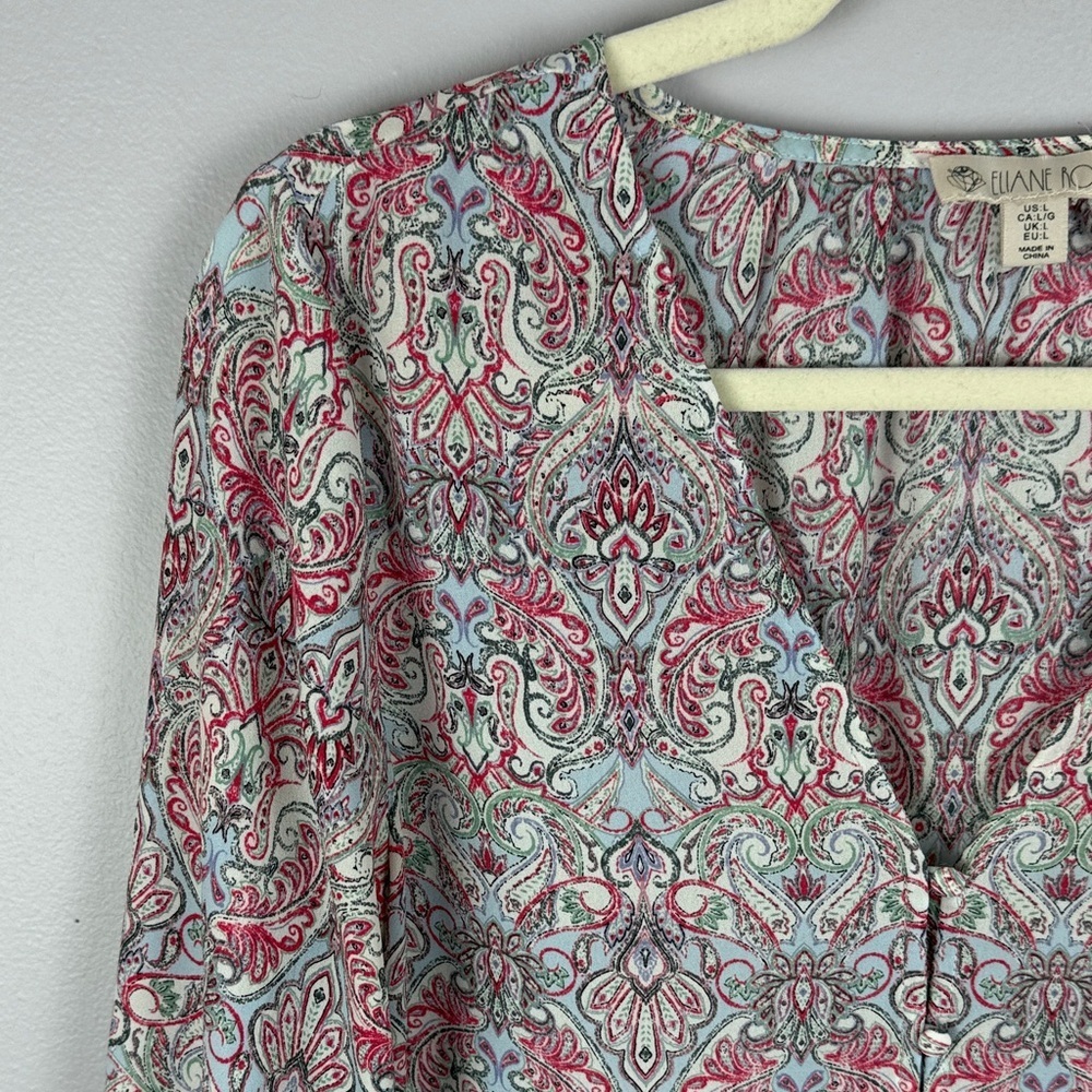 Eliane Rose Paisley V-Neck Long Sleeve Large Blouse - Pink Multi - Picture 6 of 11